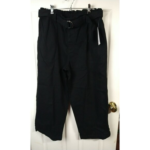 $ Time And Tru Woman 16 Jeans Black Paper bag Wide Leg Pocket Pant - Picture 1 of 10